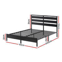 Artiss Bed Frame Double Size LED Metal Bed Base with Charging Station