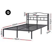 Artiss Bed Frame Queen Size with Charging Station WAVE