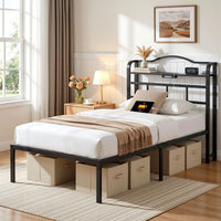 Artiss Bed Frame Single Size with Charging Station WAVE