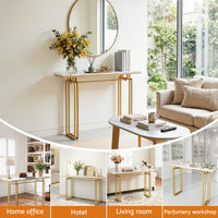 Artiss Console Table Hallway Entryway Table Marble Effect 110CM White & Gold