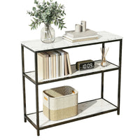 Artiss Console Table Marble Effect 3-Tier Sofa Entryway Side Table 90CM White