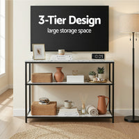 Artiss Console Table Marble Effect 3-Tier Sofa Entryway Side Table 90CM White