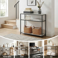 Artiss Console Table Marble Effect 3-Tier Sofa Entryway Side Table 90CM White