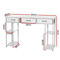 Computer Desk Drawer Shelves Study Table 120CM White
