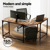 Computer Desk L-Shape CPU Stand Brown 147CM