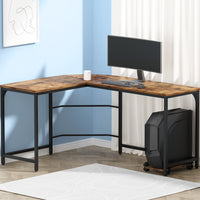 Computer Desk L-Shape CPU Stand Brown 147CM