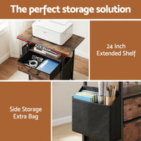 Artiss 2 Fabric Drawer File Cabinet Printer Stand Rolling File Cabinet with Side Bag
