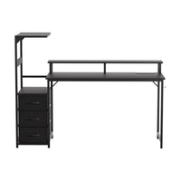 Artiss 145cm L Shaped Gaming Desk Computer Desk with LED Lights & Power Outlets