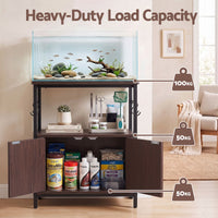 Artiss 20 Gallon Fish Tank Stand 3-Tier Aquarium Stand with Storage Cabinet and Open Shelf Walnut