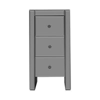 Bedside Table 3 Drawers Mirrored - QUENN Grey
