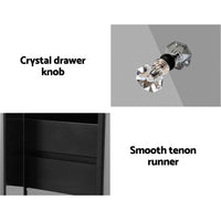 Bedside Table 3 Drawers Mirrored Glass - QUENN Grey