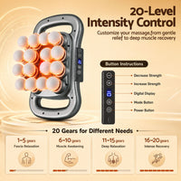 Everfit Deep Tissue Massager 16 Heads with 20 Intensities Deep Percussion Massage Gun Rechargeable