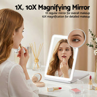 Embellir Portable Travel Makeup Mirror Rechargeable Makeup Mirror with Lights 10x Magnifier White