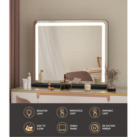 Embellir Makeup Mirror 60x50cm Hollywood Vanity with LED Light Tabletop Black