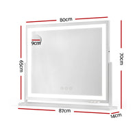 80x65cm Embellir Makeup Mirror Hollywood Vanity with LED Light White Frame