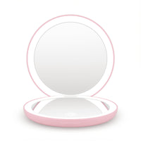 Embellir LED Compact Mirror Lighted Travel Makeup Mirror Pocket-Sized 1x 10x Magnification Round Pink
