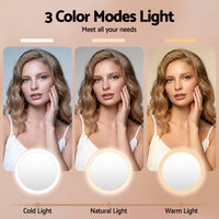 Embellir LED Compact Mirror Lighted Travel Makeup Mirror Pocket-Sized 1x 10x Magnification Round Pink