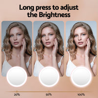 Embellir LED Compact Mirror Lighted Travel Makeup Mirror Pocket-Sized 1x 10x Magnification Round Pink