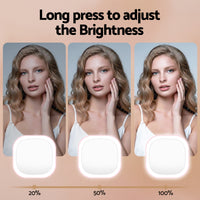 Embellir LED Compact Mirror Lighted Travel Makeup Mirror Pocket-Sized 1x 10x Magnification Square Pink