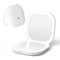 Embellir LED Compact Mirror Lighted Travel Makeup Mirror Pocket-Sized 1x 10x Magnification Square White