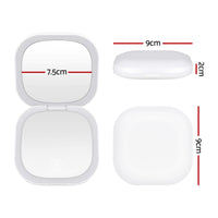 Embellir LED Compact Mirror Lighted Travel Makeup Mirror Pocket-Sized 1x 10x Magnification Square White