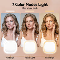 Embellir LED Compact Mirror Lighted Travel Makeup Mirror Pocket-Sized 1x 10x Magnification Square White