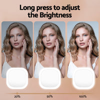 Embellir LED Compact Mirror Lighted Travel Makeup Mirror Pocket-Sized 1x 10x Magnification Square White