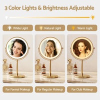 Embellir Lighted Makeup Mirror Rotation 10X Magnifying Double Sided Tabletop Gold