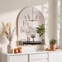 Embellir Arch Wall Mirror, Decorative Gold Frame Mirrors, 86x81cm Bathroom Vanity Mirror, Slim Frame for Living Room Entryway Bedroom Decor