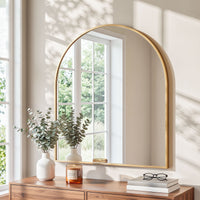 Embellir Arch Wall Mirror, Decorative Gold Frame Mirrors, 86x81cm Bathroom Vanity Mirror, Slim Frame for Living Room Entryway Bedroom Decor