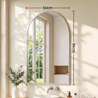 Embellir Arch Wall Mirror, Decorative Silver Frame Mirrors, 86x50cm Bathroom Vanity Mirror, Slim Frame for Living Room Entryway Bedroom Decor