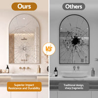 Embellir Arch Wall Mirror, Decorative Silver Frame Mirrors, 86x50cm Bathroom Vanity Mirror, Slim Frame for Living Room Entryway Bedroom Decor