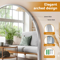Embellir Arch Wall Mirror, Decorative Silver Frame Mirrors, 86x50cm Bathroom Vanity Mirror, Slim Frame for Living Room Entryway Bedroom Decor