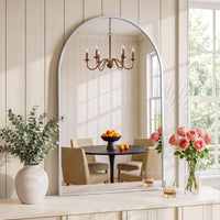 Embellir Arch Wall Mirror, Decorative Silver Frame Mirrors, 86x50cm Bathroom Vanity Mirror, Slim Frame for Living Room Entryway Bedroom Decor