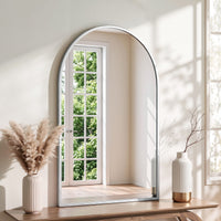 Embellir Arch Wall Mirror, Decorative Silver Frame Mirrors, 86x50cm Bathroom Vanity Mirror, Slim Frame for Living Room Entryway Bedroom Decor