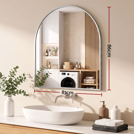 Embellir Arch Wall Mirror, Decorative Silver Frame Mirrors, 86x81cm Bathroom Vanity Mirror, Slim Frame for Living Room Entryway Bedroom Decor