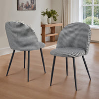 Artiss Dining Chairs Set of 2 Linen Solid Curved Houndstooth