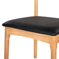 Dining Chair Rubber Wood Leather Seat Black