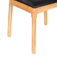 Dining Chair Rubber Wood Leather Seat Black