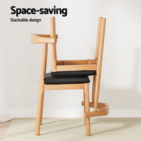 Dining Chair Rubber Wood Leather Seat Black