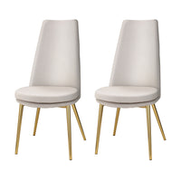 Dining Chairs Set of 2 Linen Fabric High Back Beige