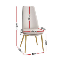 Dining Chairs Set of 2 Linen Fabric High Back Beige