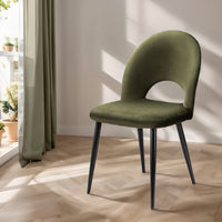 Dining Chairs Set of 2 Velvet Hollow Green