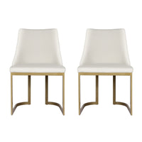 Dining Chairs Set of 2 Linen Fabric Frame Beige