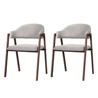 Dining Chairs Grey Linen Fabric Set Of 2 Nadi