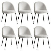 Artiss Dining Chairs Set of 6 Sherpa Boucle White