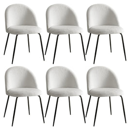 Artiss Dining Chairs Set of 6 Sherpa Boucle White