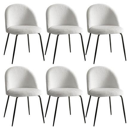 Artiss Dining Chairs Set of 6 Sherpa Boucle White