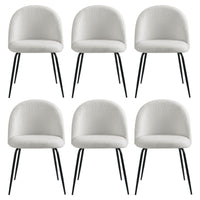 Artiss Dining Chairs Set of 6 Sherpa Boucle White
