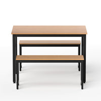 Artiss Dining Table and Chairs Set 3PCS Kitchen Metal Desk Bench Natural Oak